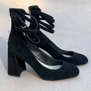 1.State Makal Genuine Suede Strappy Flared Heels Sz8
